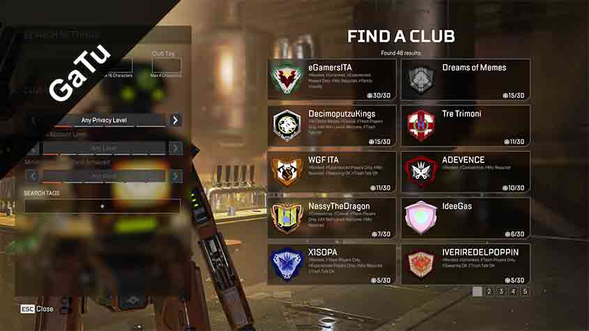 find a club menu club apex legends